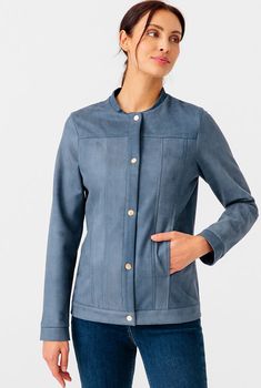 Blouson met rits, suedine met stretch