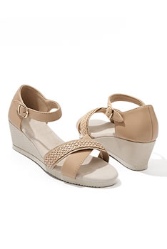 Sandales compensés multibrides cuir mouton