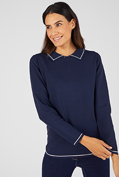 Nauwsluitende trui van tricot met polokraag