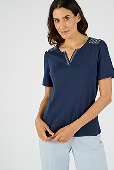 T-shirt met Tunesische kraag
