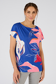 T-shirt crêpe imprimé fleuri devant
