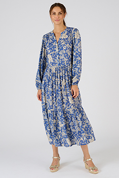 Jurk met lagen vezels pure viscose Lenzing™ Ecovero™