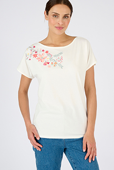 T-shirt broderie fleurs