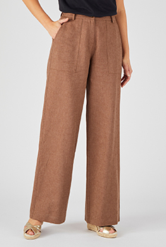 Pantalon large mélange lin et coton