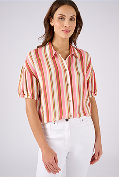 Chemisier rayé en tissu créponné pure viscose