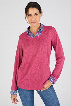 T-shirt effet 2 en 1 maille chaude