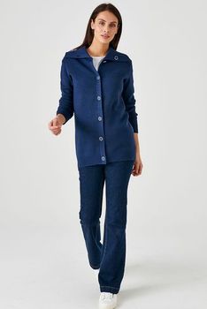 Cardigan met brede kraag en knopen
