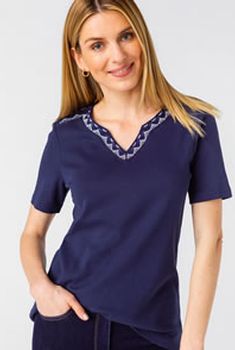 T-shirt in jersey met broderie, biologisch katoen