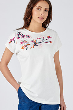 T-shirt in jersey met broderie, biologisch katoen