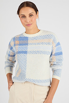 Pull jacquard à carreaux