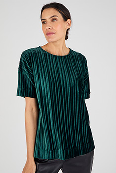 Fluwelen geplooid satijnen T-shirt