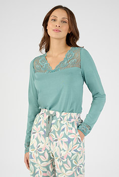 T-shirt Jerseytricot Thermolactyl® met kant