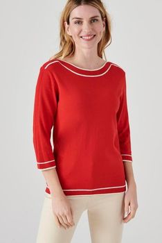 Pull met geribde afwerking, zuiver katoen