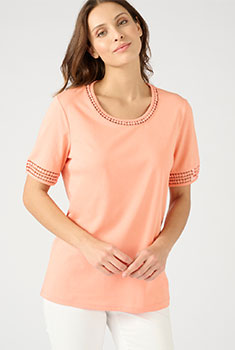 T-shirt pur coton détail macramé