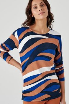 Pull in fijn tricot met grafische print