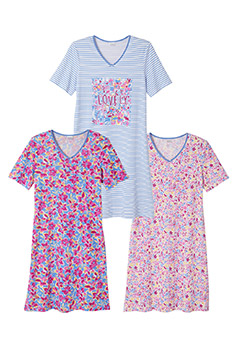 Lot de 3 chemises de nuit fantaisie maille jersey