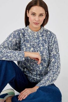 Pull met opstaande kraag, wolmix met print