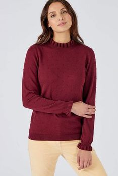 Pull in fijn reliëftricot met volants