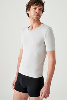T-shirt col rond manches courtes fine côte Thermolactyl