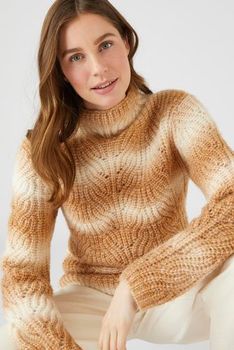 Tweekleurige pull in pareltricot, gerecycleerde vezels