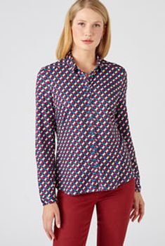 Chemisier maille chaude stretch imprimé feuillage