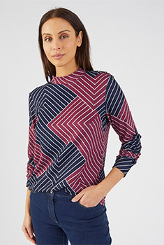 Warm T-shirt in grafisch tricot, gerecycleerde vezels*