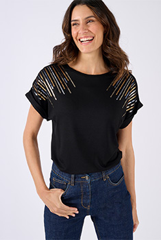 T-shirt van jerseytricot met lovertjes