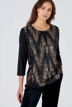 T-shirt met 3/4-mouwen en lovertjes