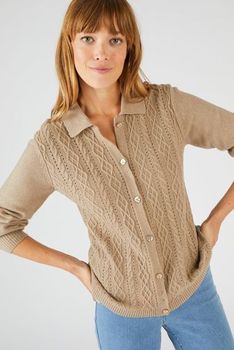Cardigan in gerecycleerd kabeltricot