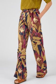 Pull-on broek in soepele stretchstof met tropische print, omslag
