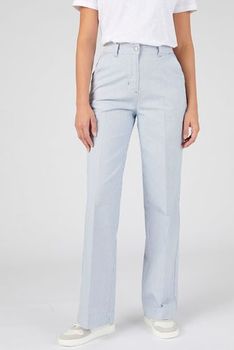 Pantalon large rayé coton mélangé stretch