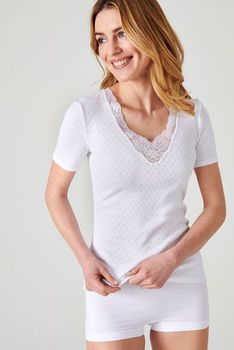 T-shirt manches courtes, maille ajourée Thermolactyl