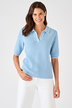 Pull col polo maille gaufrée
