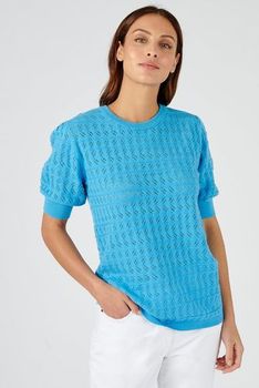 Pull in ajourtricot met fantasiemouwen