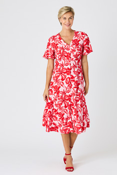 Jurk crêpe stof vlindermouwen