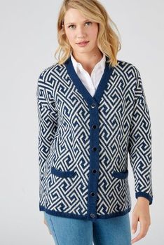 Lange cardigan in jacquardtricot met grafisch motief