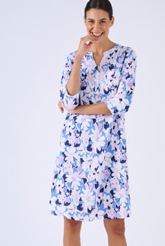 Chemise de nuit col tunisien en pur coton