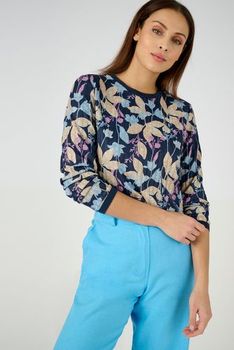 T-shirt in gebloemd ribtricot