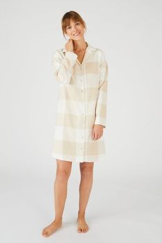 Chemise de nuit flanelle boutonnée à carreaux