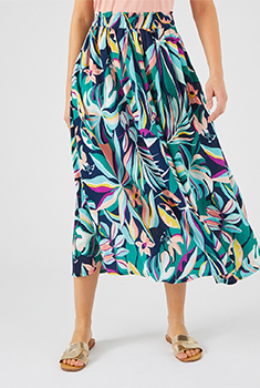 Rok Crêpestof met tropische print, viscose, Lenzing™ EcoVero™