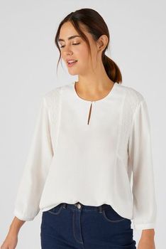 Blouse crêpe fluide brodé