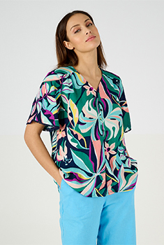 Blouse boutonnée Crépon tropical fibres viscose Lenzing™ EcoVero