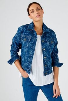 Jeansvest met bloemenprint