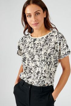 T-shirt in 2 stoffen met print vooraan