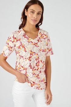 T-shirt pur coton imprimé fleuri