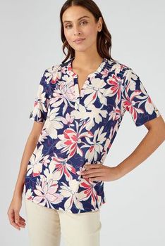 T-shirt in gebloemde crêpe