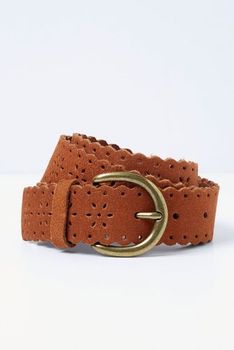 Ceinture perforée croûte de cuir vachette