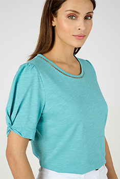 T-shirt met tropische print in katoen/modal
