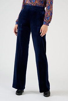 Pantalon large en velours stretch