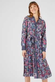 Robe-chemisier stretch bas plissé